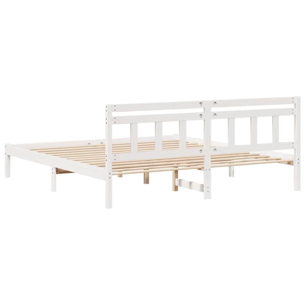 Cadre de lit Blanc 200 x 200 cm Pin massif - XIOS