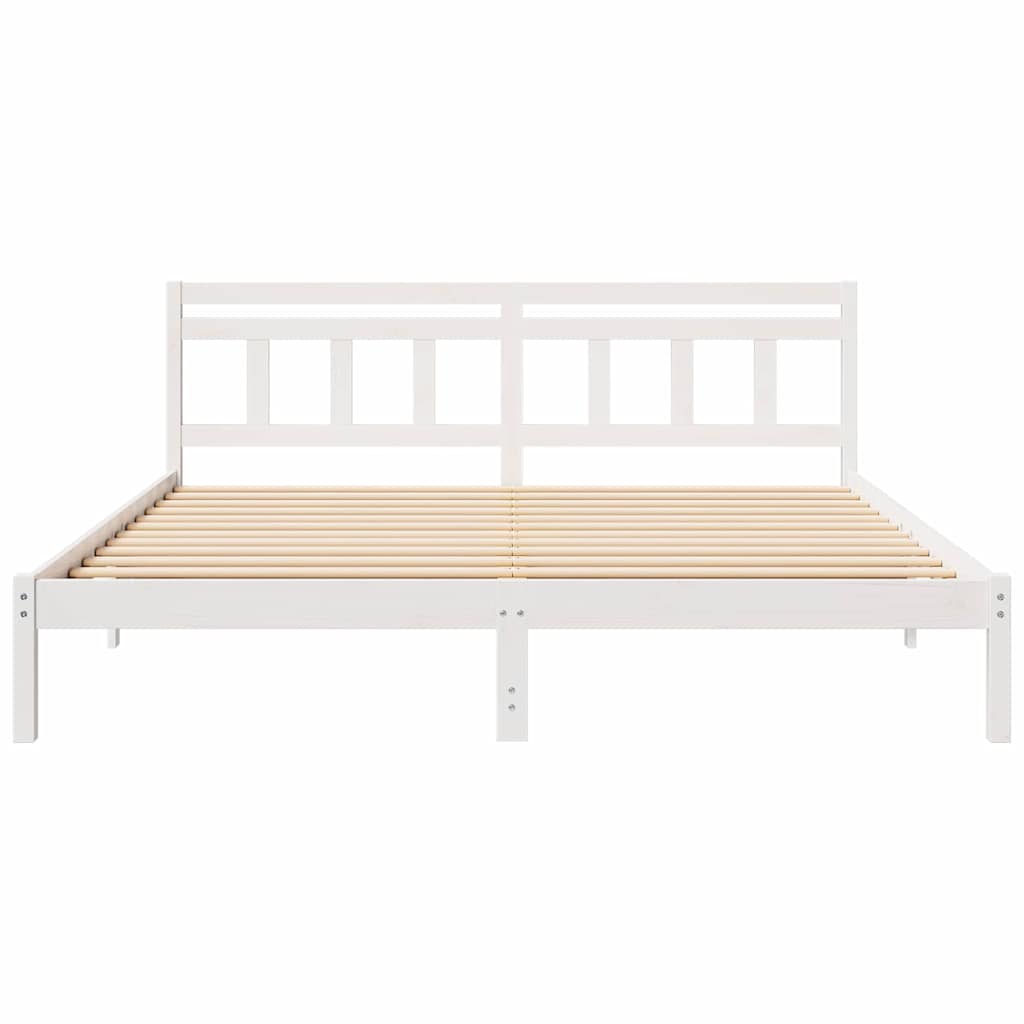 Cadre de lit Blanc 200 x 200 cm Pin massif - XIOS