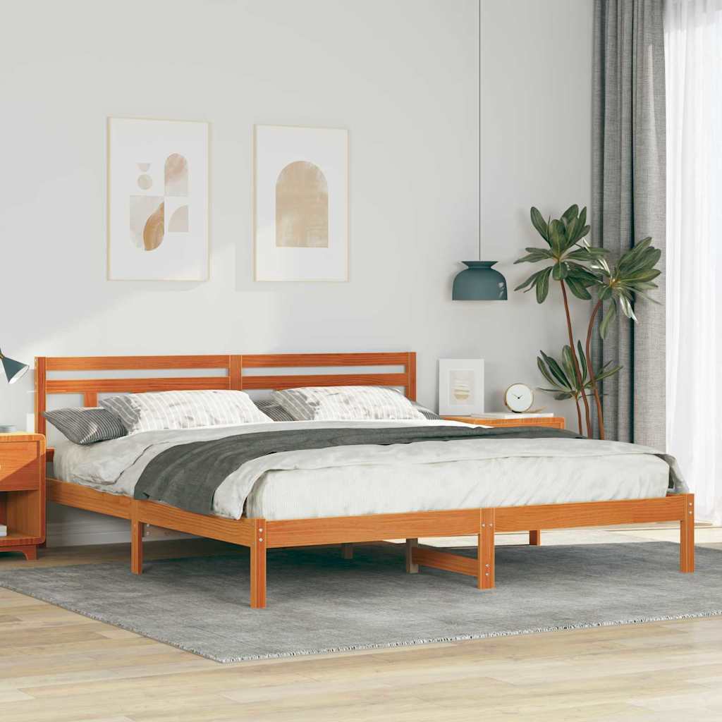 Cadre de lit Marron 200 x 200 cm Pin massif - XIOS
