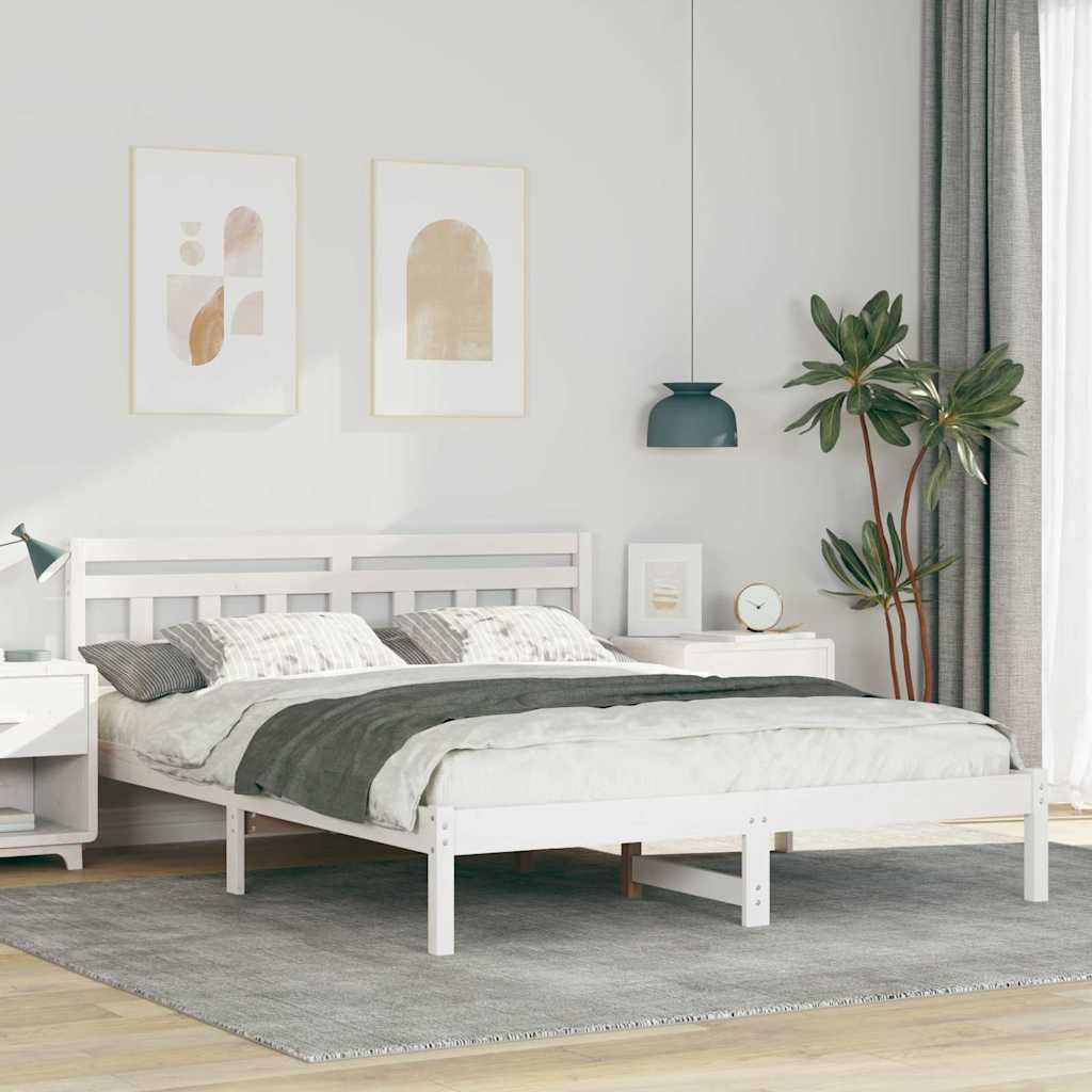 Cadre de lit Blanc 160 x 200 cm Pin massif - XIOS