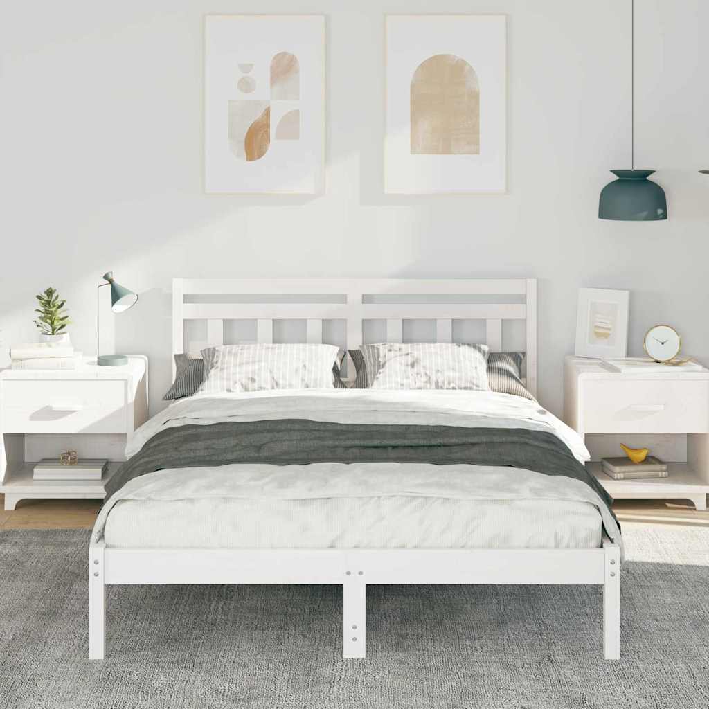 Cadre de lit avec tête de lit Blanc Bois de pin - XIOS
