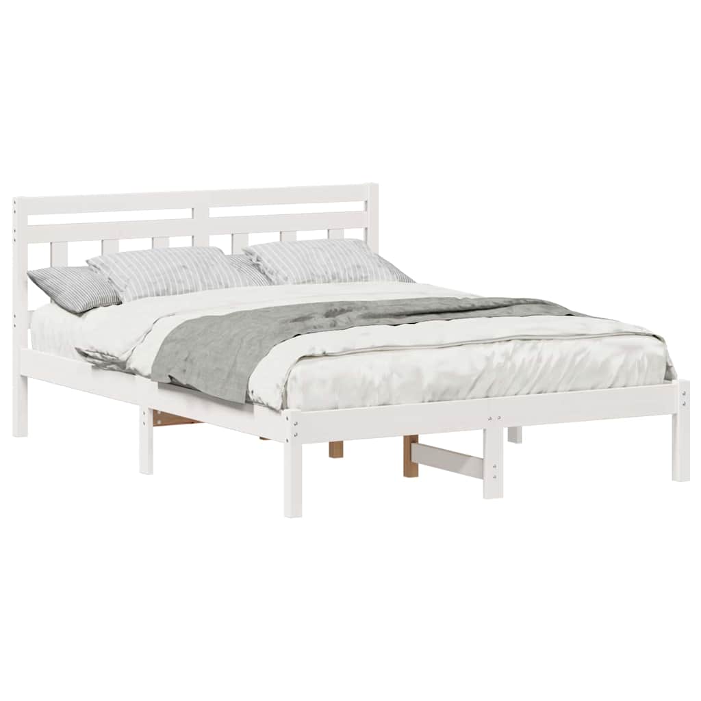 Cadre de lit avec tête de lit Blanc Bois de pin - XIOS