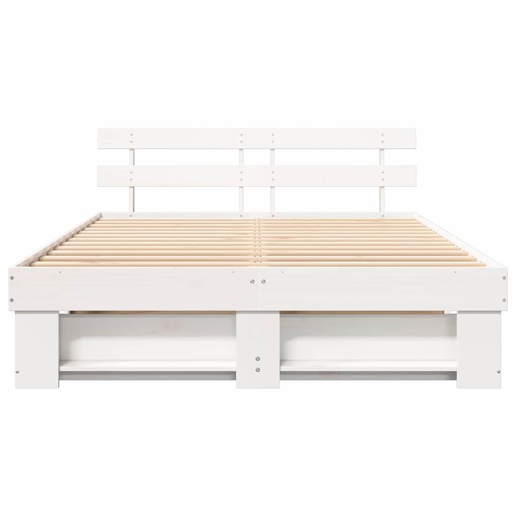 Cadre de lit avec tête de lit Blanc 160 x 200 cm Pin massif - XIOS