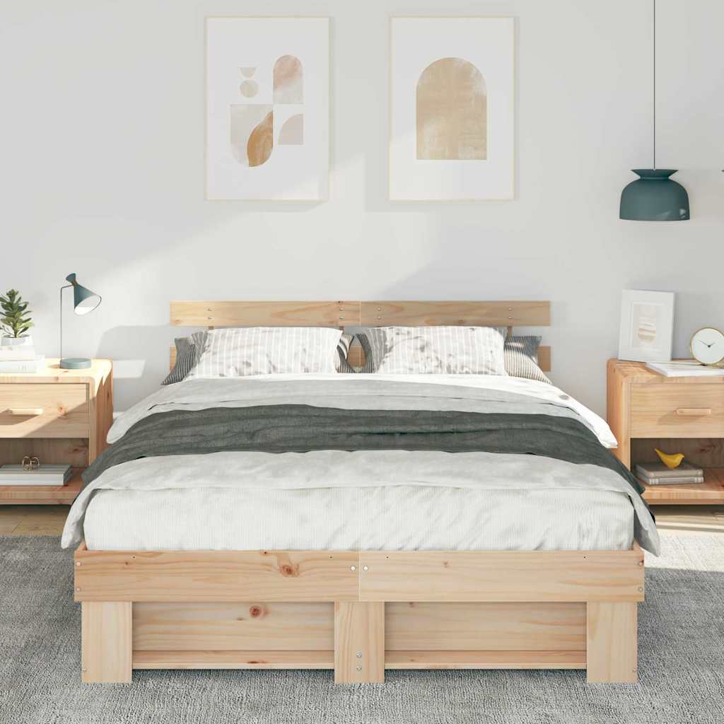 Cadre de lit Marron 150 x 200 cm Bois massif en pin - XIOS