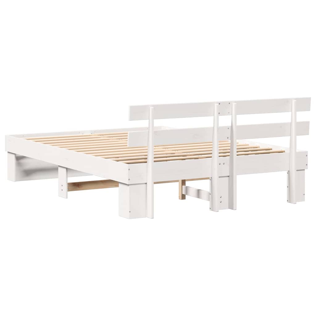 Cadre de lit avec tête de lit Blanc 150 x 200 cm Pin massif - XIOS