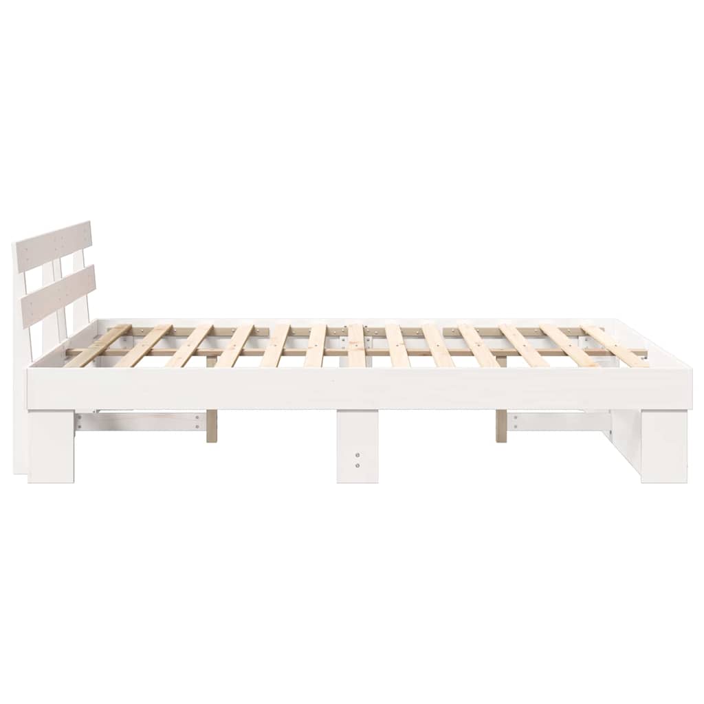 Cadre de lit avec tête de lit Blanc 150 x 200 cm Pin massif - XIOS