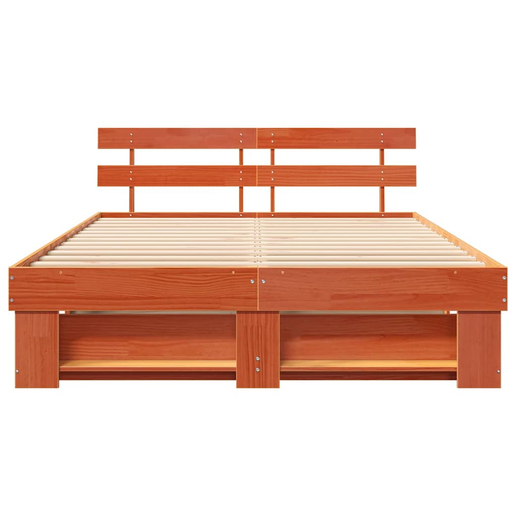 Cadre de lit Marron cire 140 x 200 cm Bois massif en pin - XIOS