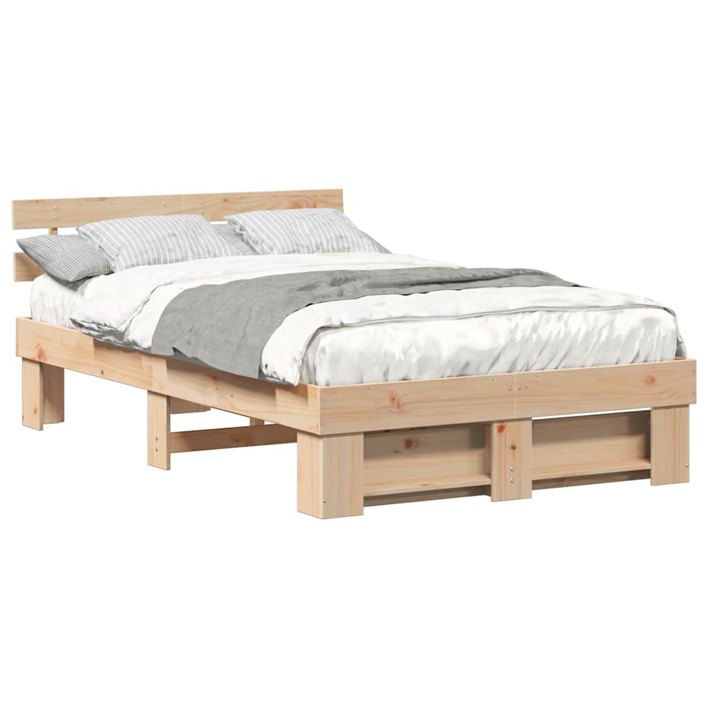 Cadre de lit Marron 135 x 190 cm Bois massif en pin - XIOS