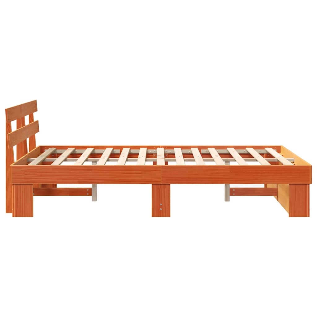 Cadre de lit Marron cire 135 x 190 cm Bois massif en pin - XIOS