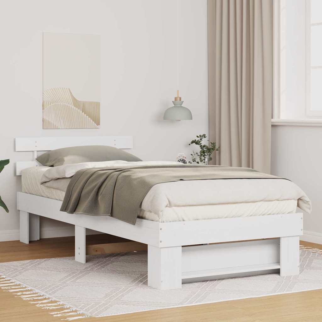 Cadre de lit avec tête de lit Blanc 100 x 200 cm Pin massif - XIOS