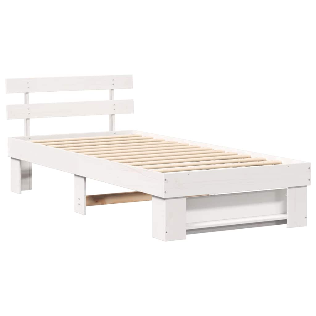 Cadre de lit avec tête de lit Blanc 100 x 200 cm Pin massif - XIOS