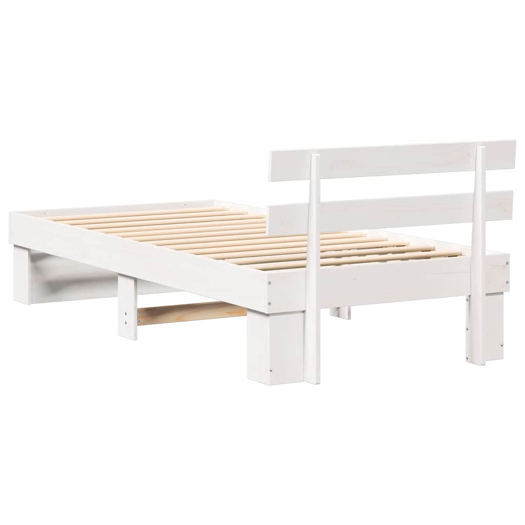 Cadre de lit avec tête de lit Blanc 100 x 200 cm Pin massif - XIOS