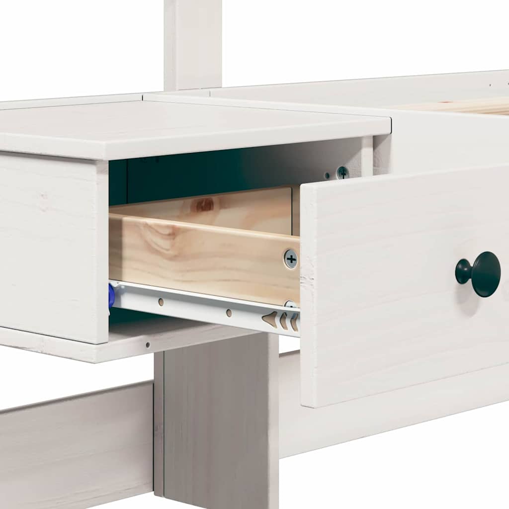 Cadre de lit avec tiroir Blanc 100 x 200 cm Bois massif en pin - XIOS