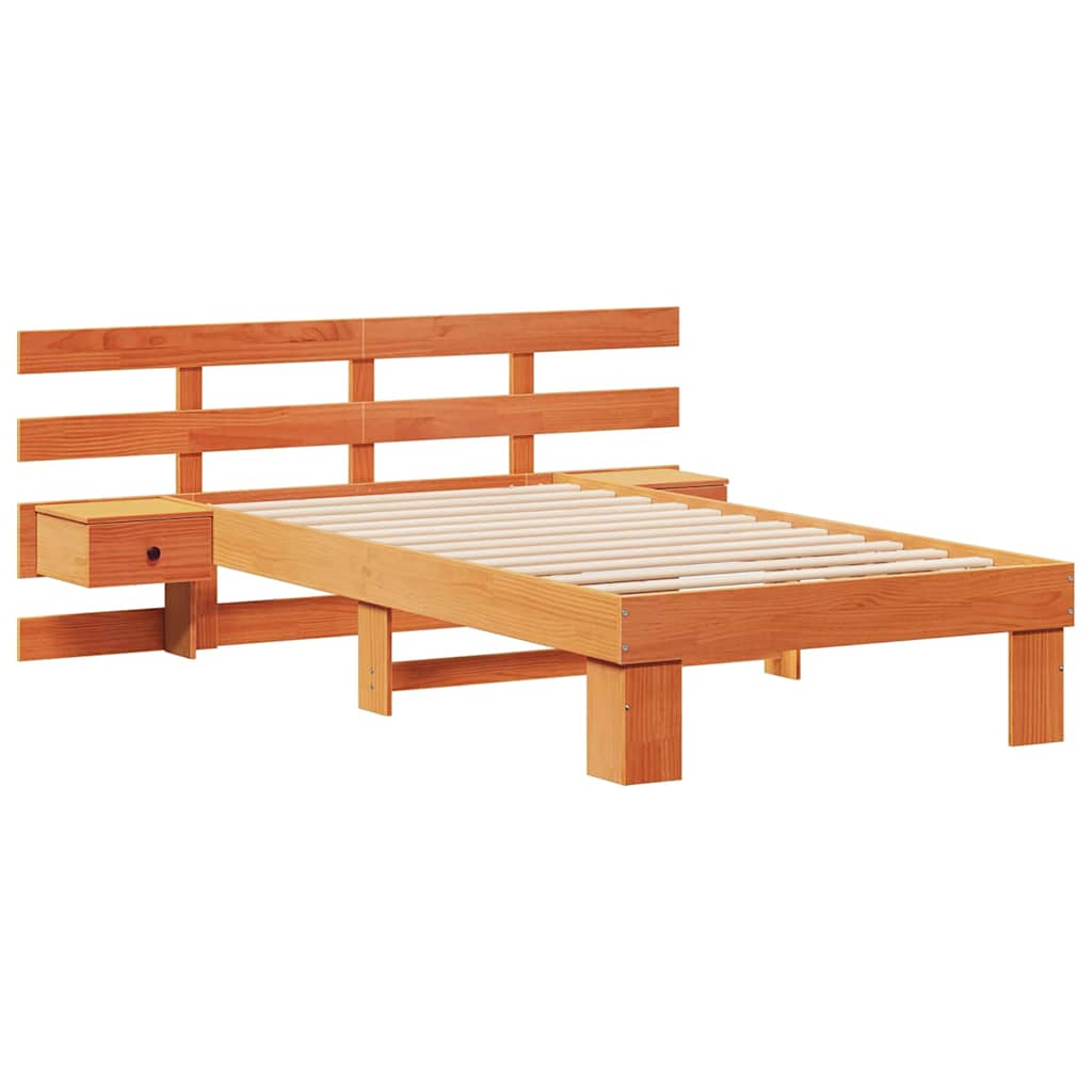 Cadre de lit avec tête de lit Brun cire 100 x 200 cm Pin massif - XIOS