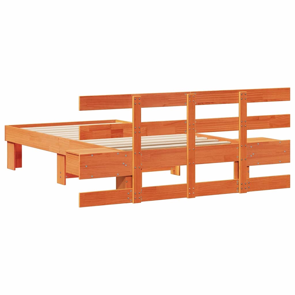 Cadre de lit avec tête de lit Brun cire 80 x 200 cm Pin massif - XIOS