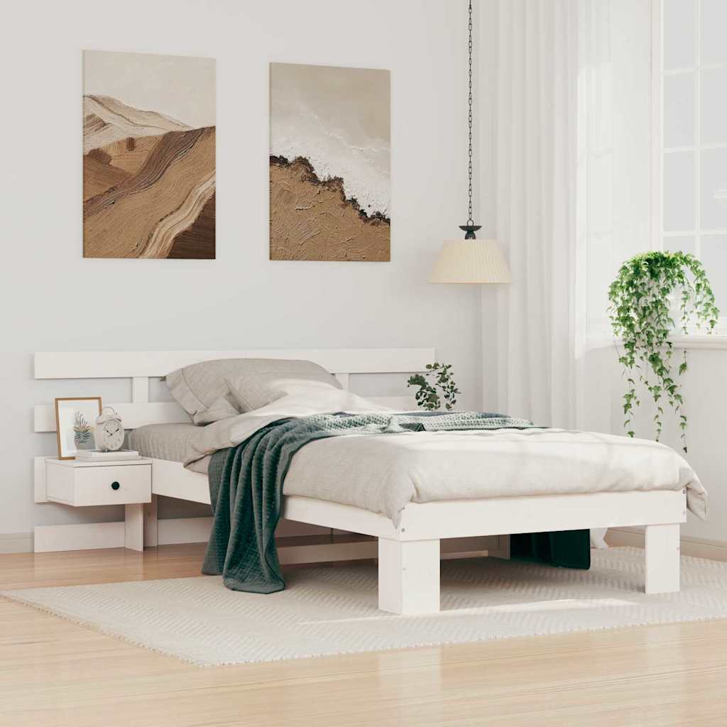 Cadre de lit avec tête de lit Blanc 90 x 190 cm Pin massif - XIOS