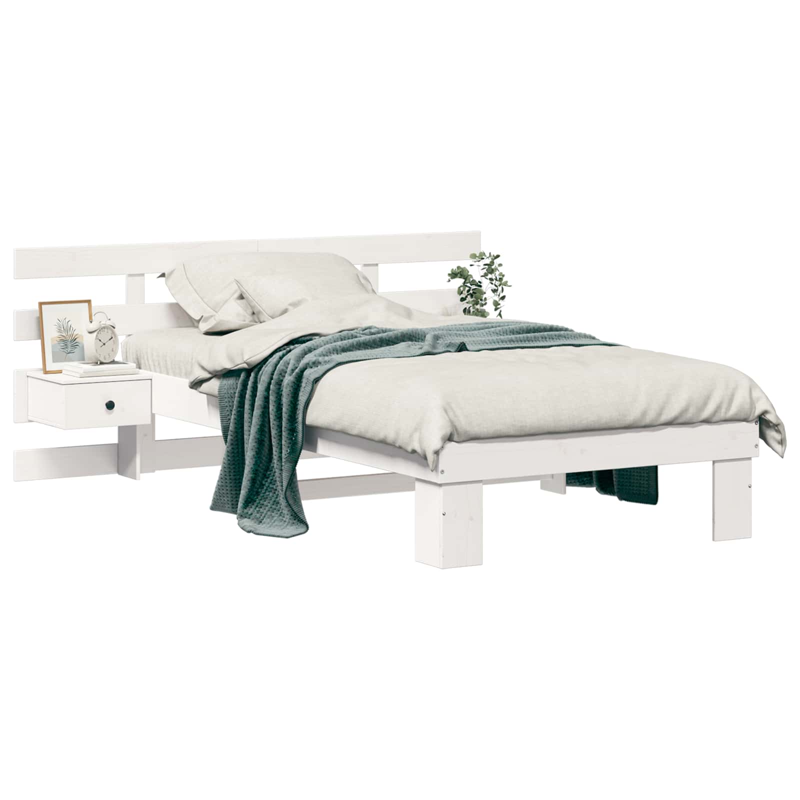 Cadre de lit avec tête de lit Blanc 90 x 190 cm Pin massif - XIOS