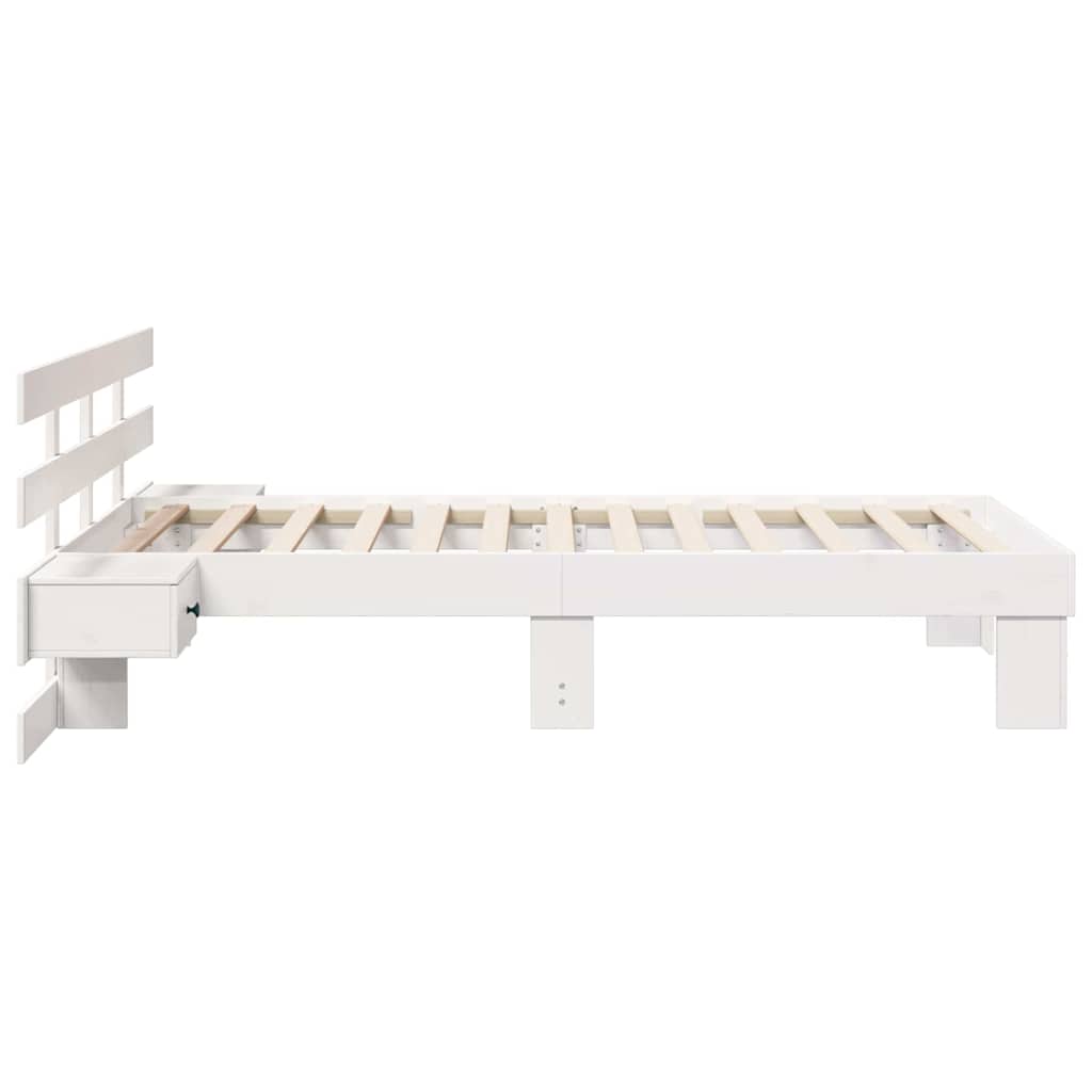 Cadre de lit avec tête de lit Blanc 90 x 190 cm Pin massif - XIOS