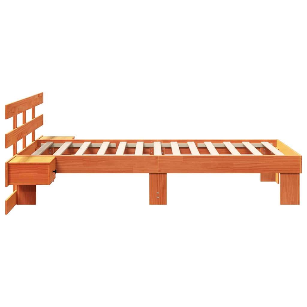 Cadre de lit avec tête de lit Brun cire 90 x 190 cm Pin massif - XIOS
