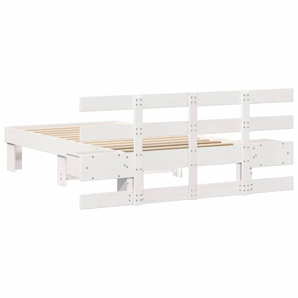 Cadre de lit avec tête de lit Blanc 75 x 190 cm Pin massif - XIOS
