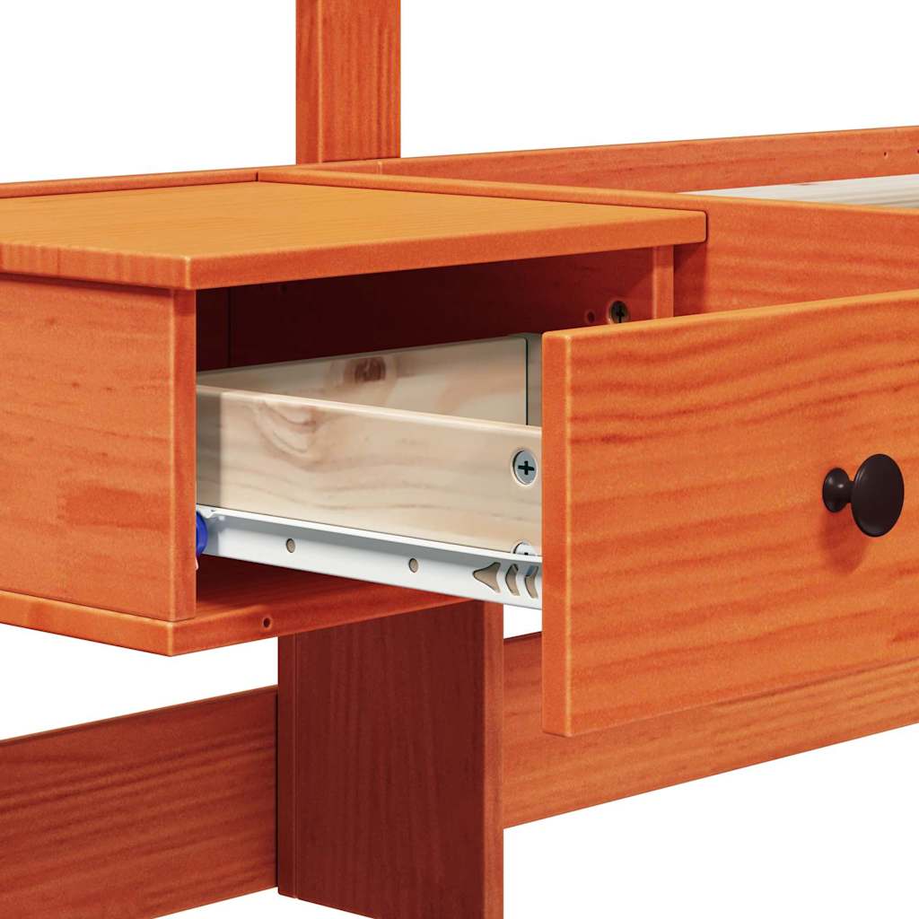 Cadre de lit Marron cire 75 x 190 cm Bois massif en pin - XIOS