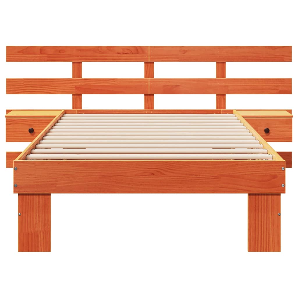 Cadre de lit avec tête de lit Brun cire 75 x 190 cm Pin massif - XIOS