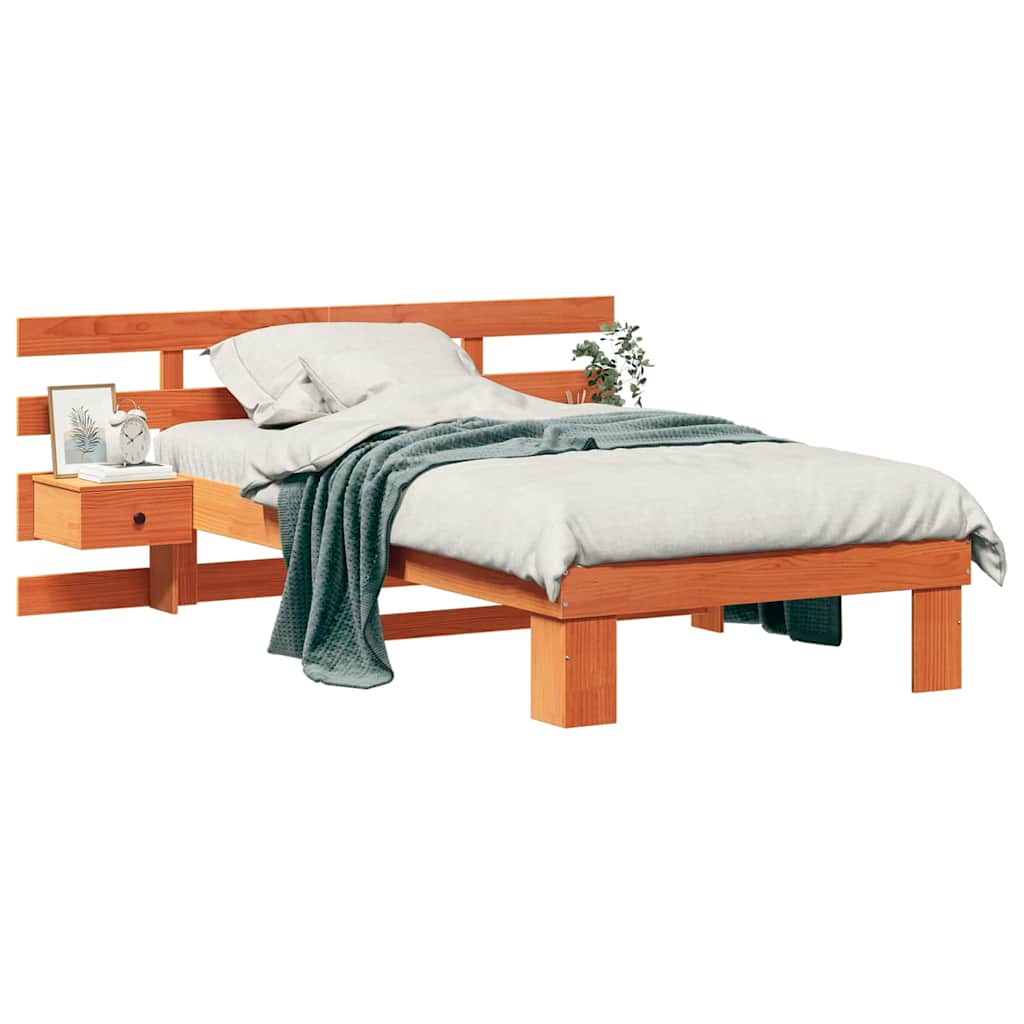 Cadre de lit Marron cire 75 x 190 cm Bois massif en pin - XIOS