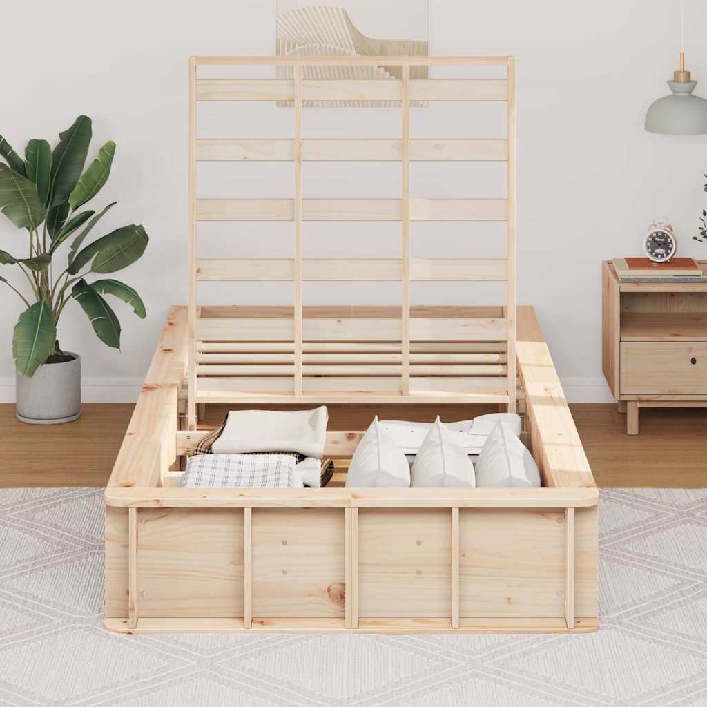 Cadre de lit Cire marron 75 x 190 cm Bois de pin massif - XIOS