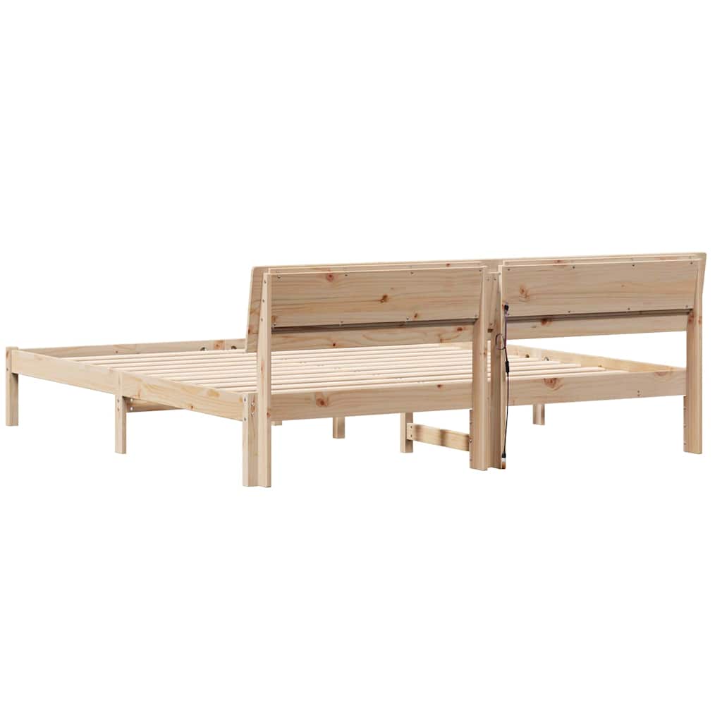 Cadre de lit avec tête de lit Marron 180 x 200 cm Pin massif - XIOS