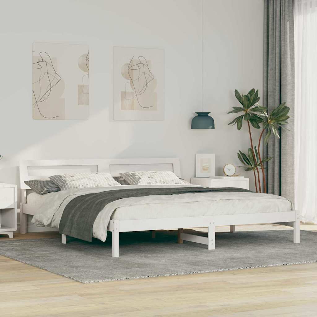 Cadre de lit avec tête de lit Blanc 180 x 200 cm Pin massif - XIOS