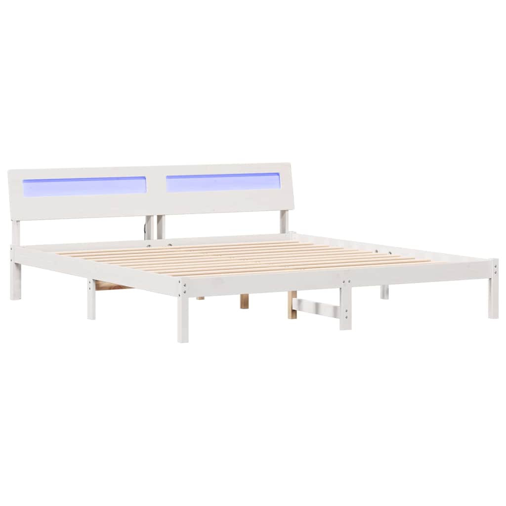 Cadre de lit avec tête de lit Blanc 180 x 200 cm Pin massif - XIOS