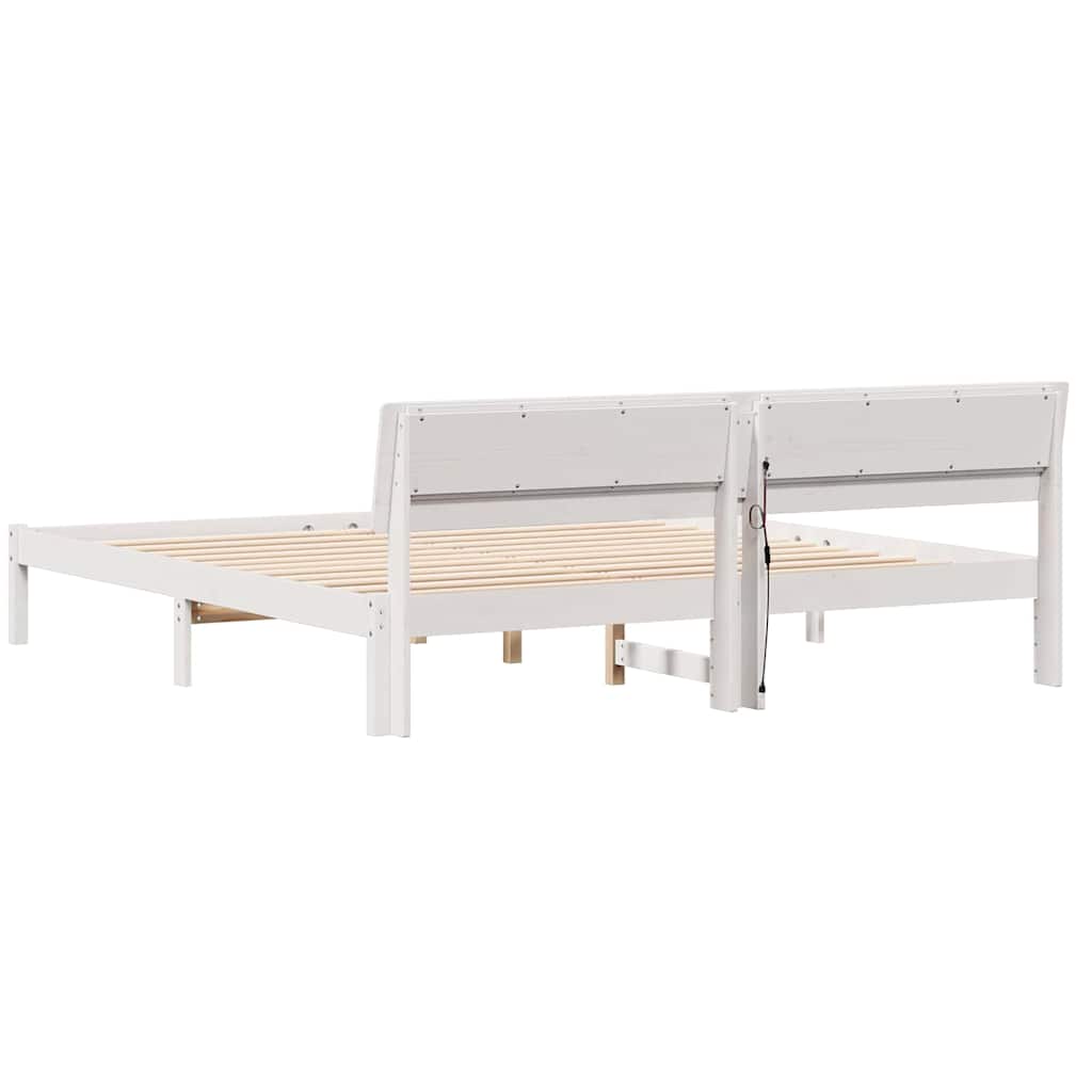 Cadre de lit avec tête de lit Blanc 180 x 200 cm Pin massif - XIOS