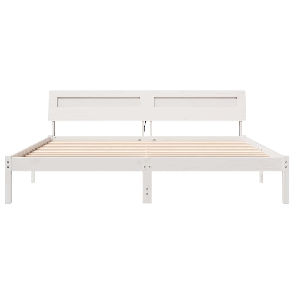 Cadre de lit avec tête de lit Blanc 180 x 200 cm Pin massif - XIOS