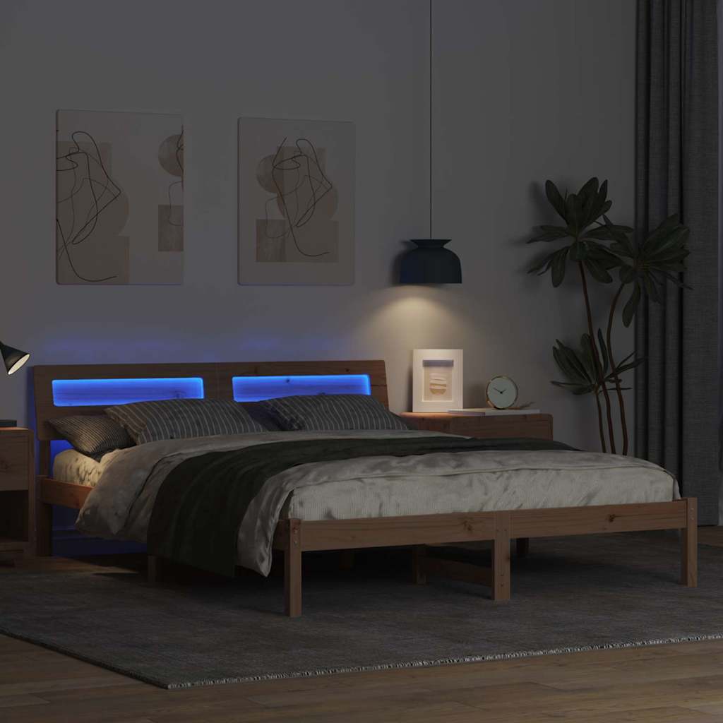 Cadre de lit avec tête de lit Marron 150 x 200 cm Pin massif - XIOS