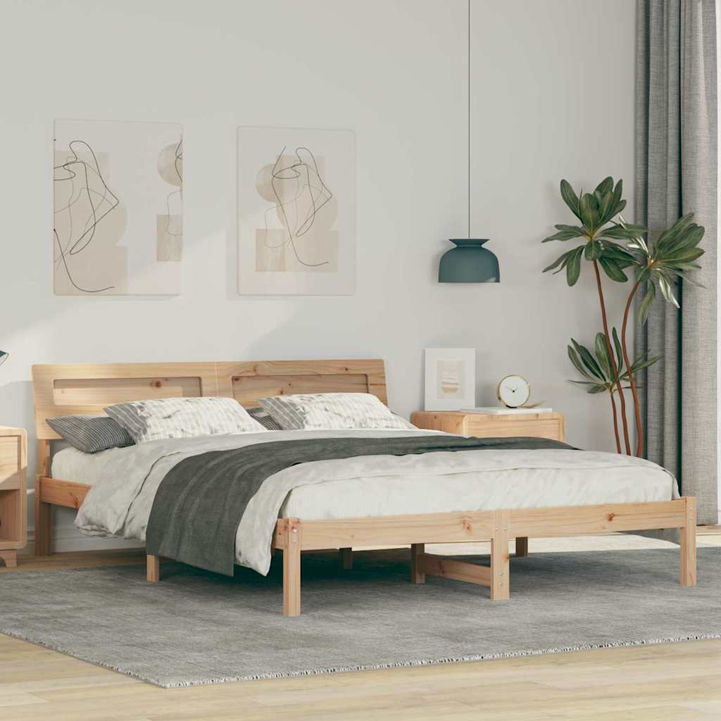 Cadre de lit avec tête de lit Marron 150 x 200 cm Pin massif - XIOS