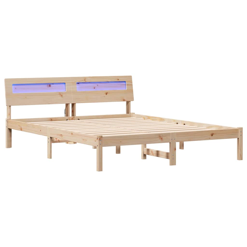 Cadre de lit avec tête de lit Marron 150 x 200 cm Pin massif - XIOS