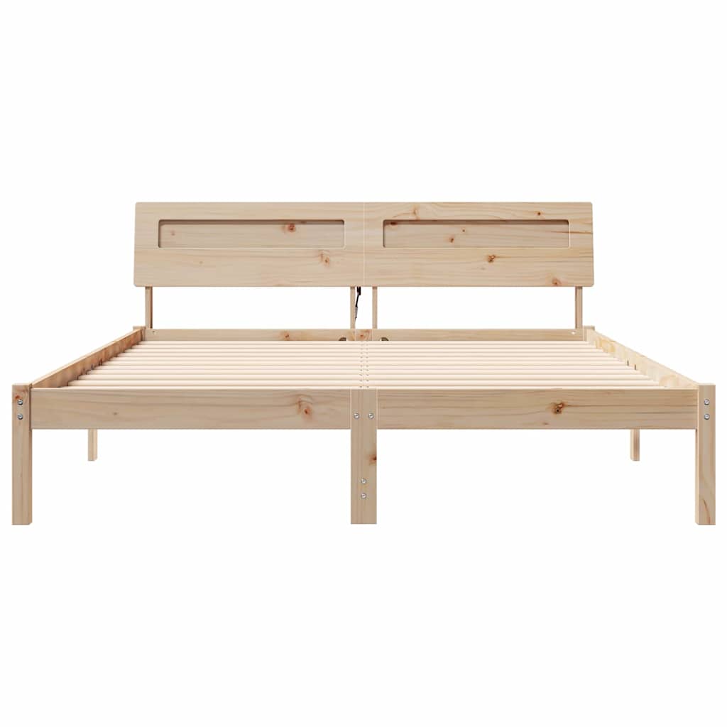 Cadre de lit avec tête de lit Marron 150 x 200 cm Pin massif - XIOS