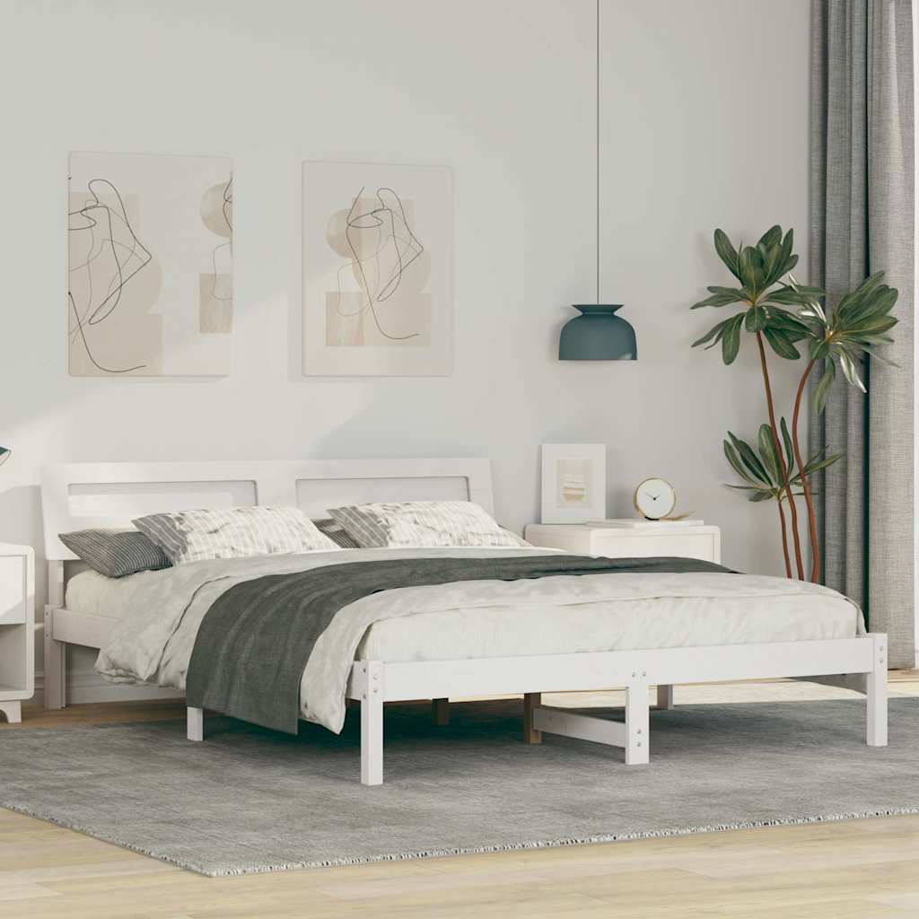 Cadre de lit avec tête de lit Blanc 150 x 200 cm Pin massif - XIOS