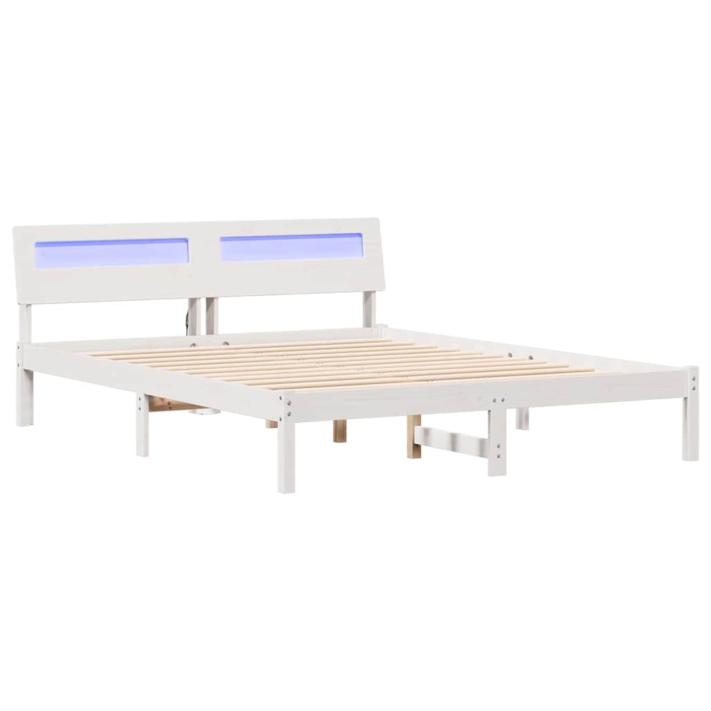 Cadre de lit avec tête de lit Blanc 150 x 200 cm Pin massif - XIOS