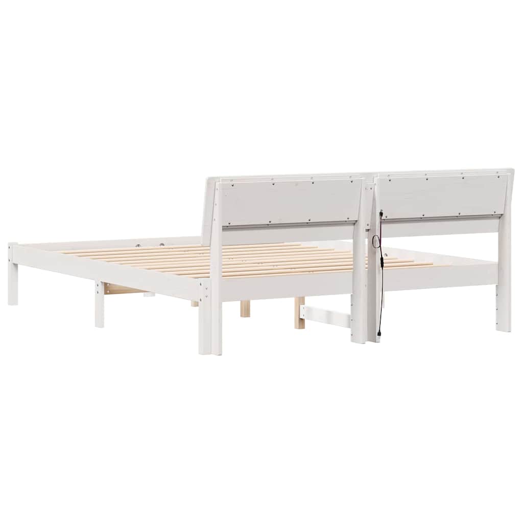 Cadre de lit avec tête de lit Blanc 140 x 200 cm Pin massif - XIOS