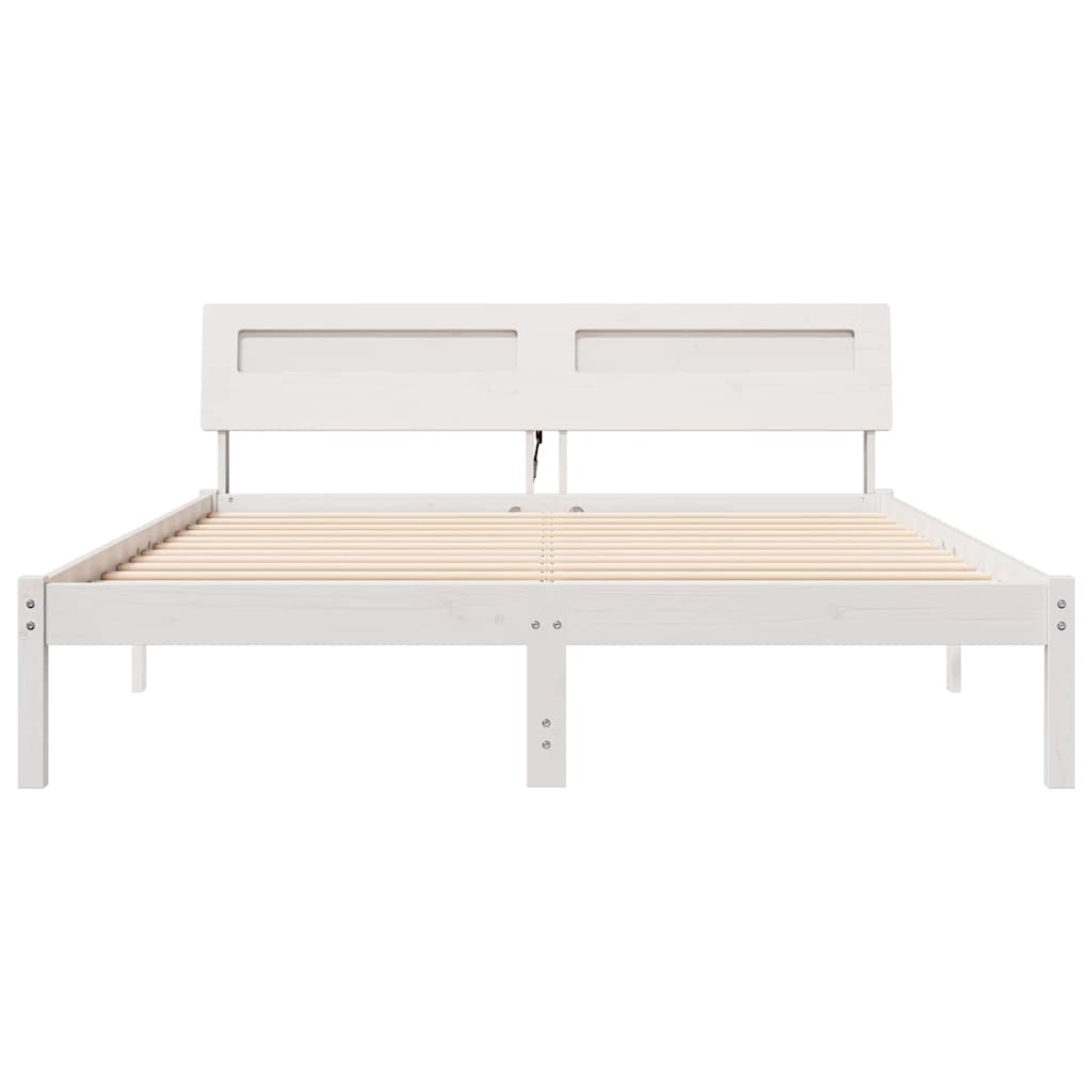 Cadre de lit avec tête de lit Blanc 140 x 200 cm Pin massif - XIOS