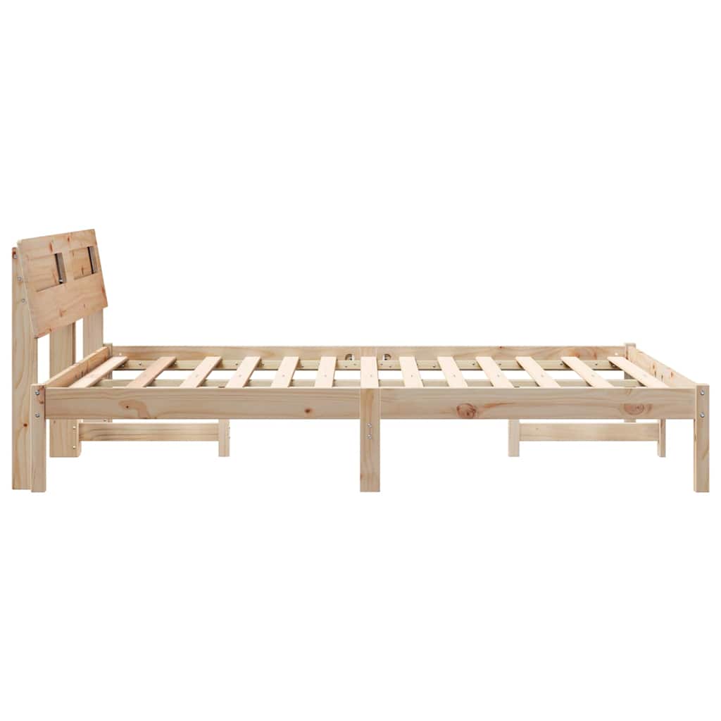 Cadre de lit avec tête de lit Marron 135 x 190 cm Pin massif - XIOS