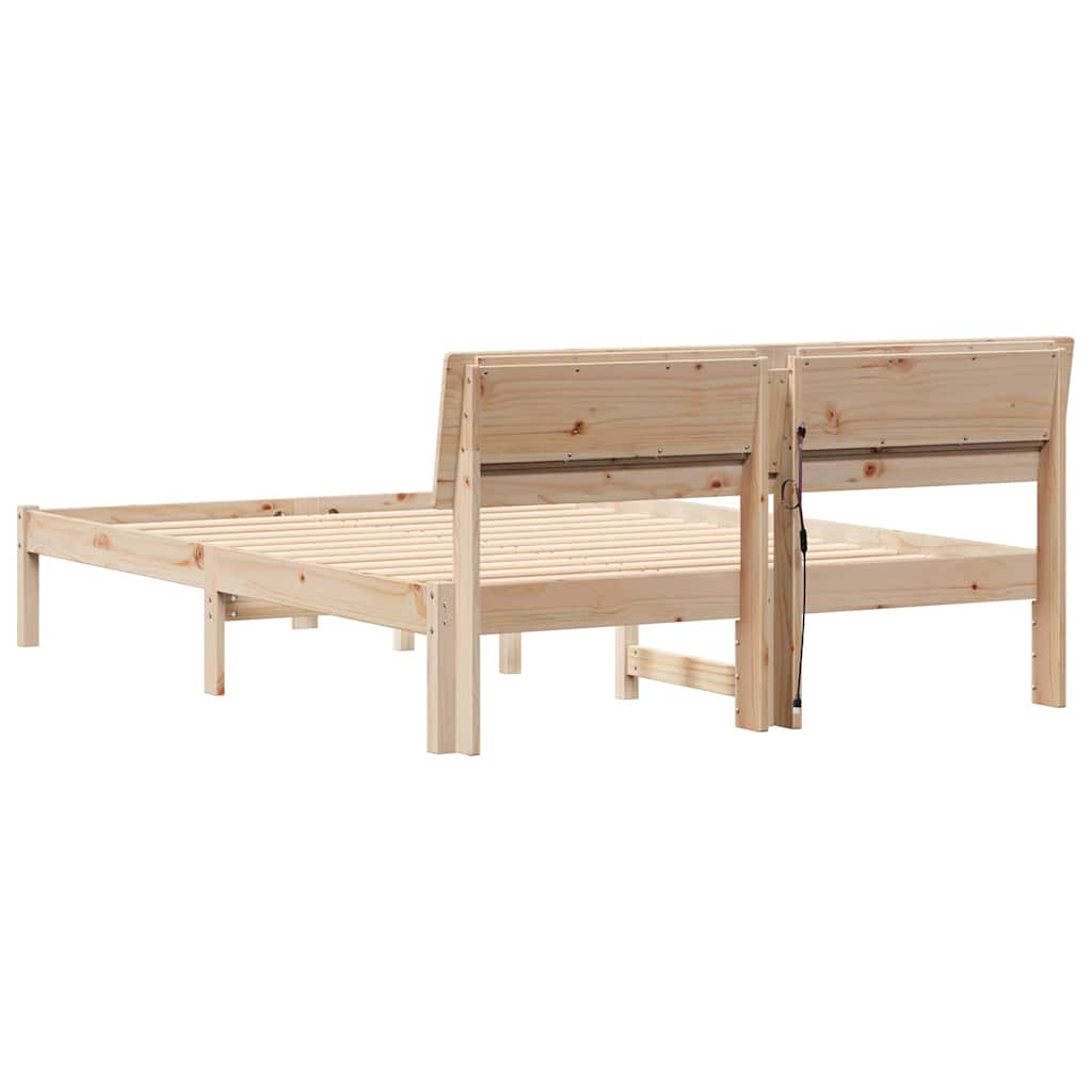 Cadre de lit avec tête de lit Marron 120 x 190 cm Pin massif - XIOS