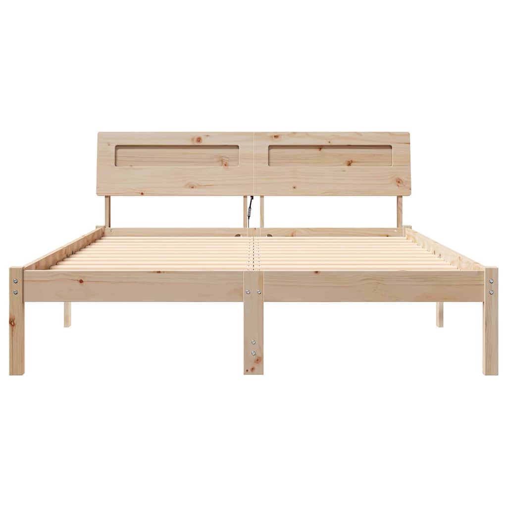 Cadre de lit avec tête de lit Marron 120 x 190 cm Pin massif - XIOS