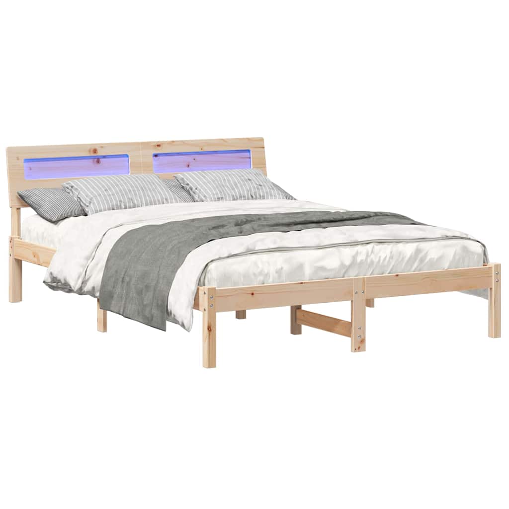 Cadre de lit avec tête de lit Marron 120 x 190 cm Pin massif - XIOS