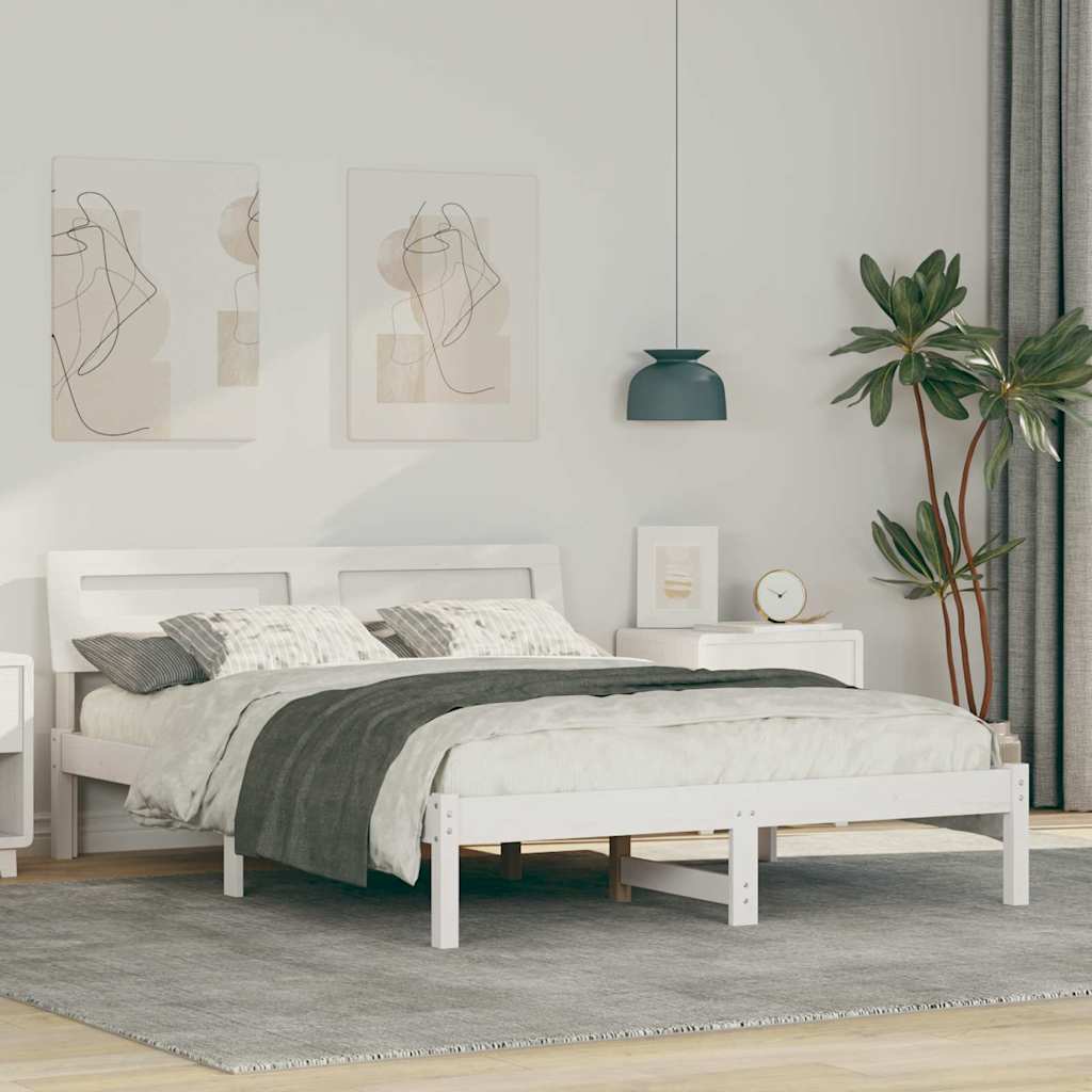 Cadre de lit avec tête de lit Blanc 120 x 190 cm Pin massif - XIOS