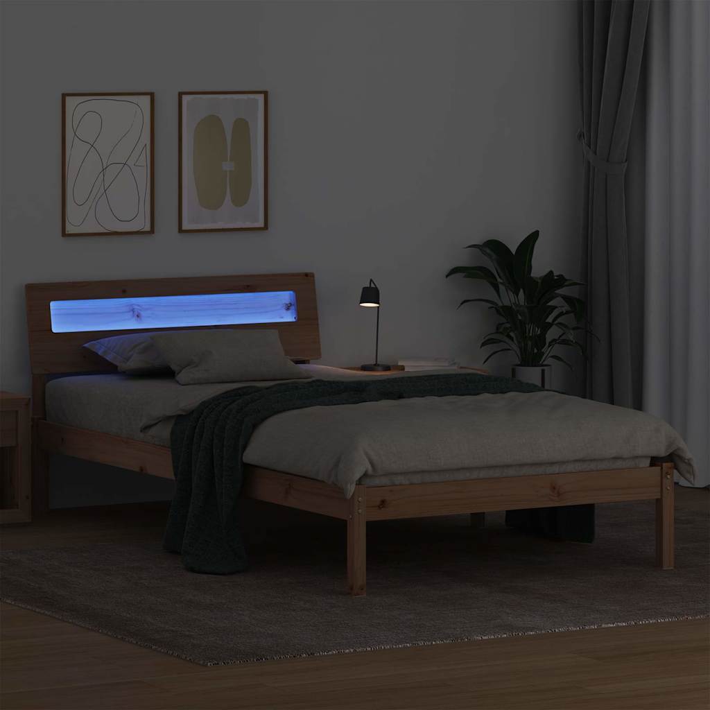 Cadre de lit avec tête de lit Marron 100 x 200 cm Pin massif - XIOS