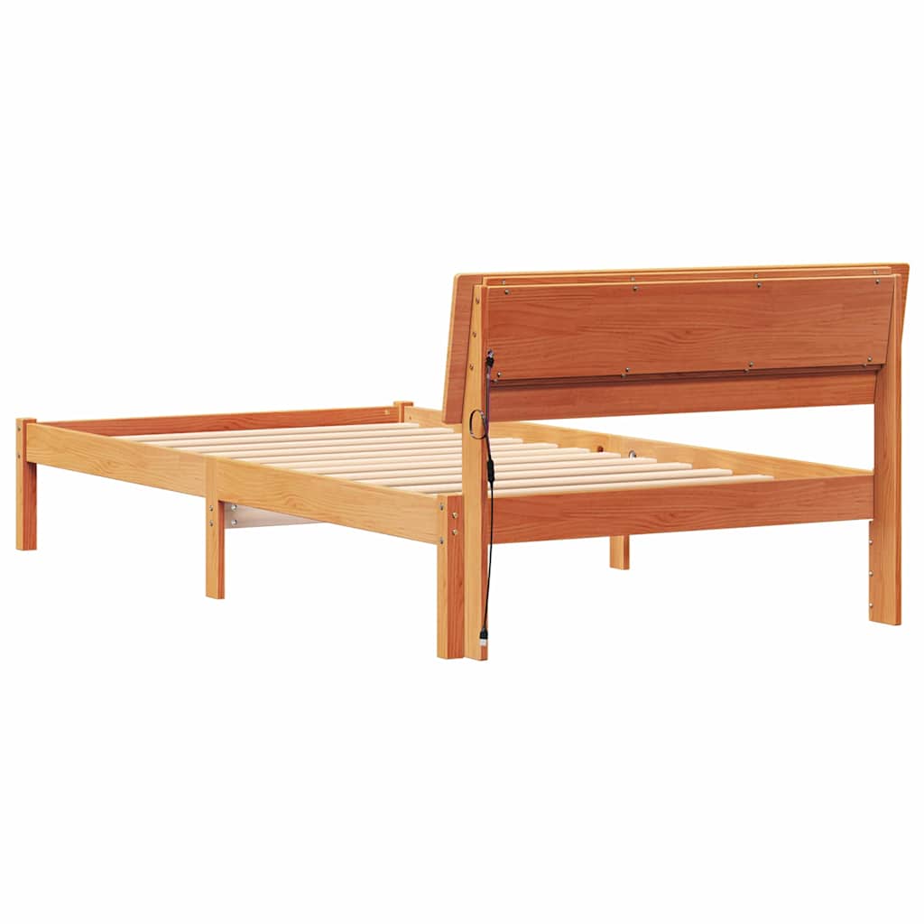 Cadre de lit avec tête de lit Brun cire 100 x 200 cm Pin massif - XIOS