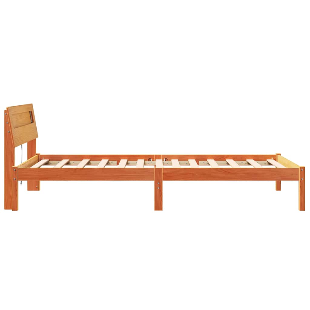 Cadre de lit avec tête de lit Brun cire 100 x 200 cm Pin massif - XIOS