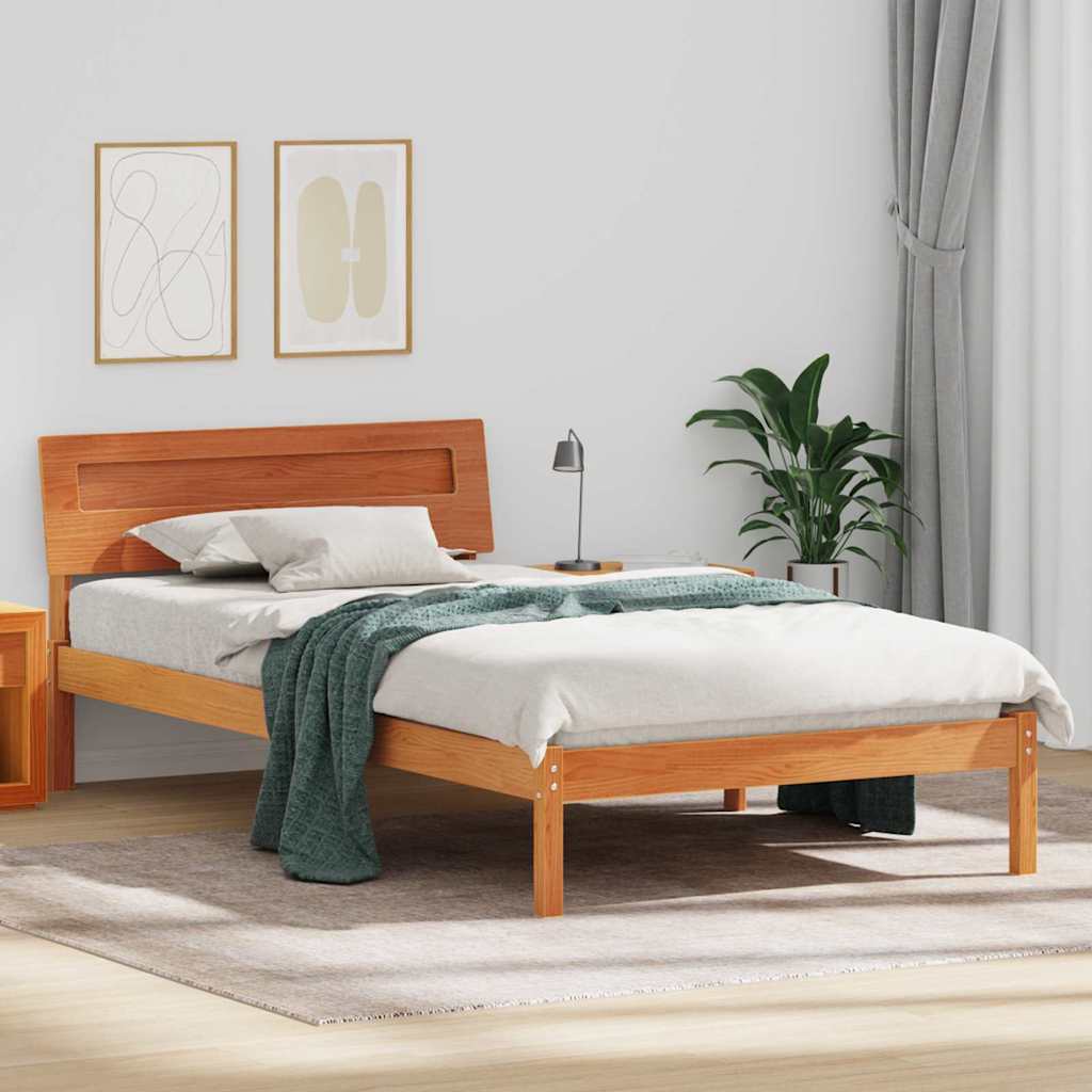Cadre de lit avec tête de lit Brun cire 80 x 200 cm Pin massif - XIOS